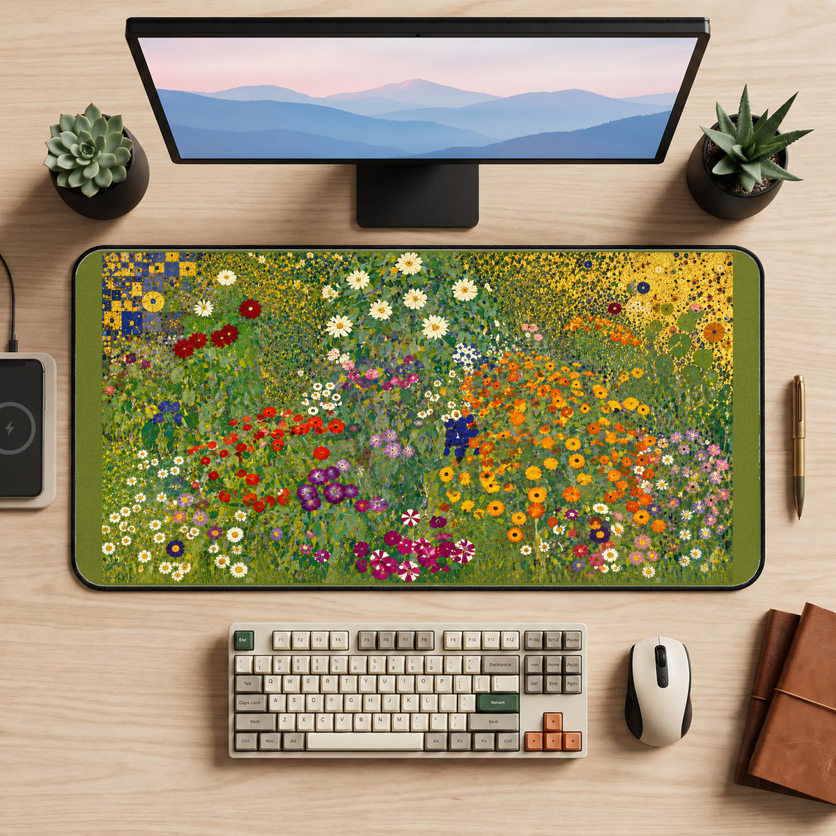 Colorful Meadow in Bloom desk mat — product mockup 2