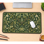Green Scrollwork and White Flowers desk mat — product mockup 1
