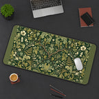 Green Scrollwork and White Flowers desk mat — product mockup 3