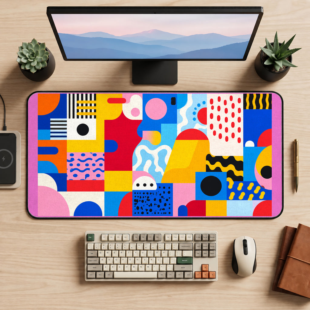 Color Block Shapes and Squiggles desk mat — product mockup 2