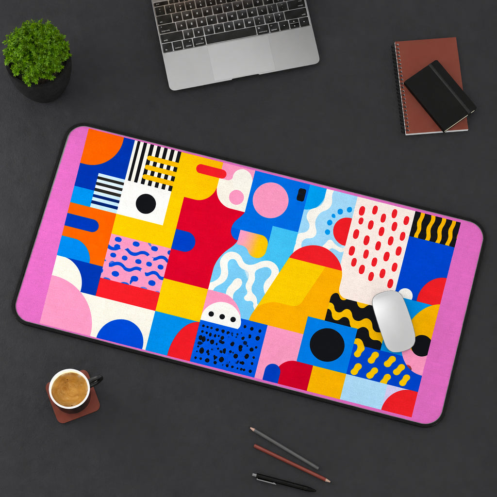 Color Block Shapes and Squiggles desk mat — product mockup 3