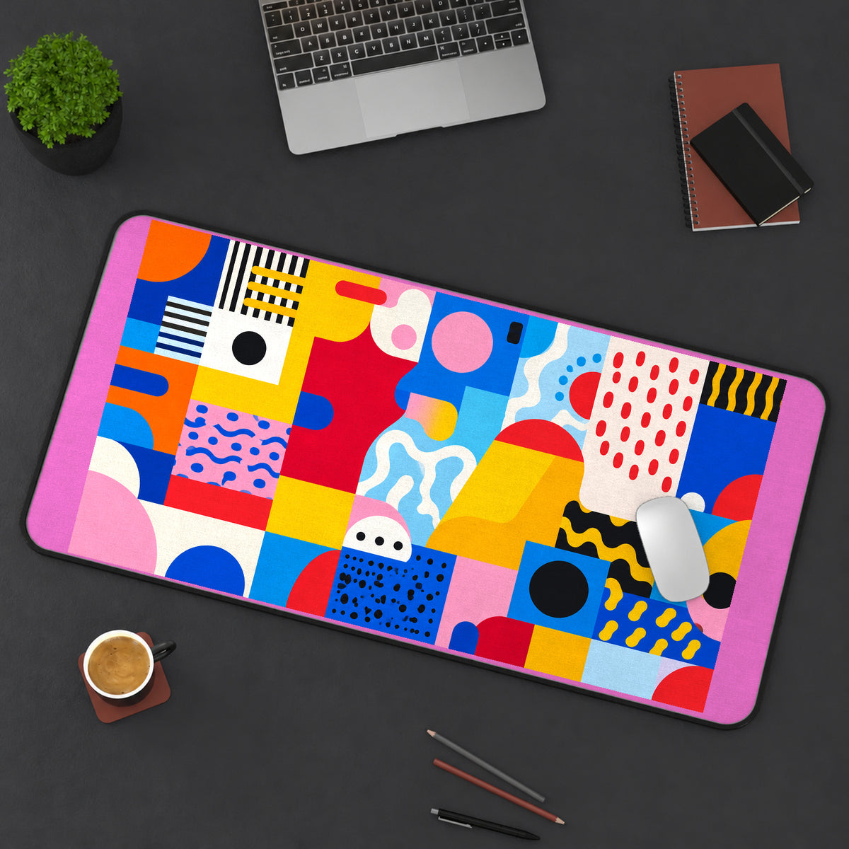 Color Block Shapes and Squiggles desk mat — product mockup 3