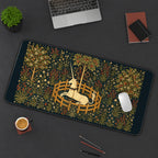 Unicorn in a Flowering Garden desk mat — product mockup 3