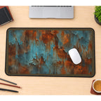Blue and Rust Patina Pattern desk mat — product mockup 1