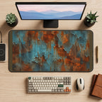 Blue and Rust Patina Pattern desk mat — product mockup 2
