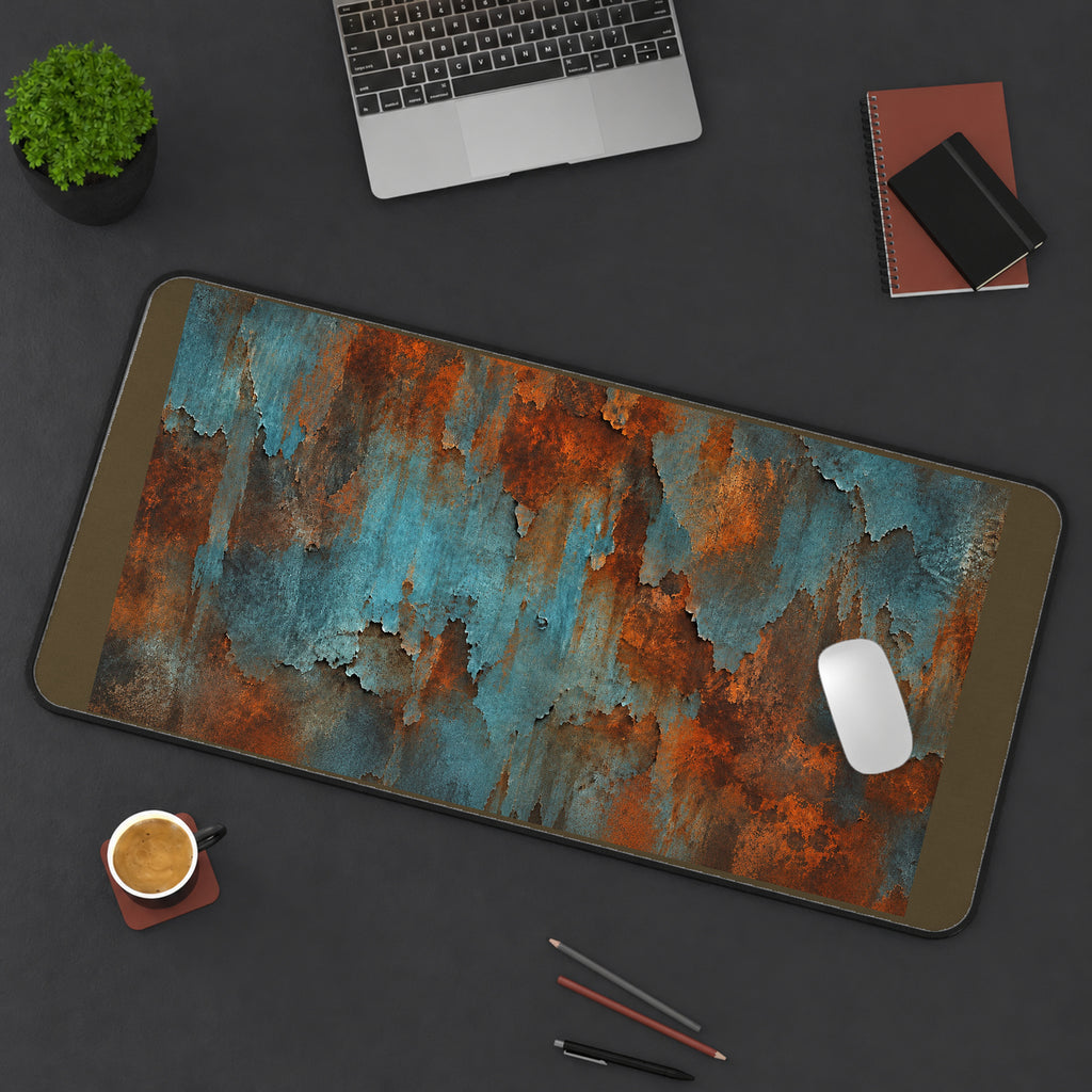Blue and Rust Patina Pattern desk mat — product mockup 3