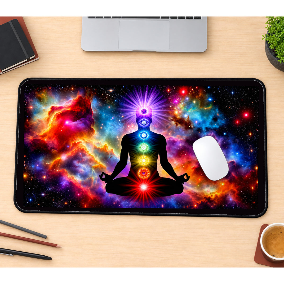 Rainbow Chakra Meditation desk mat — product mockup 1