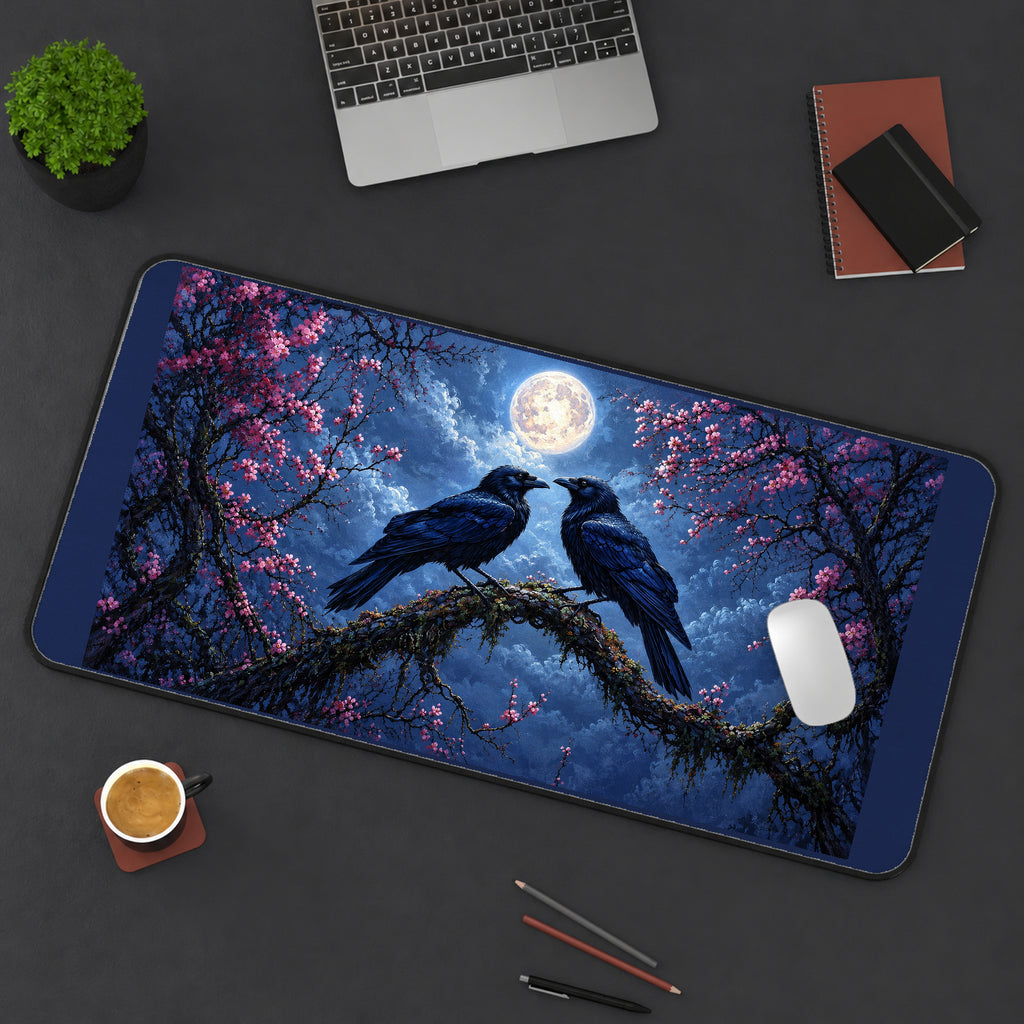 Two Ravens beneath a Full Moon desk mat — product mockup 3
