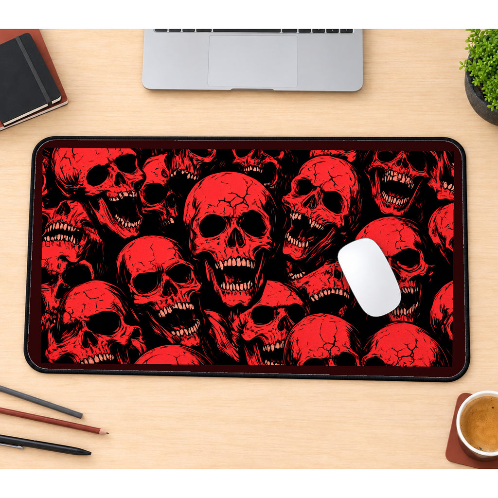 Red Skulls on Black desk mat — product mockup 1
