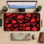 Red Skulls on Black desk mat — product mockup 2