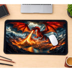 Fire Breathing Dragon over a City desk mat — product mockup 1
