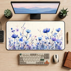 Blue and Lilac Meadow Flowers desk mat — product mockup 2