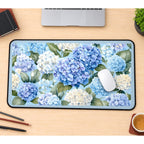 Blue and White Hydrangea Clusters desk mat — product mockup 1