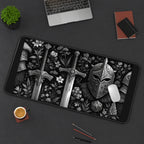 Ornate Swords and Armored Helm desk mat — product mockup 3