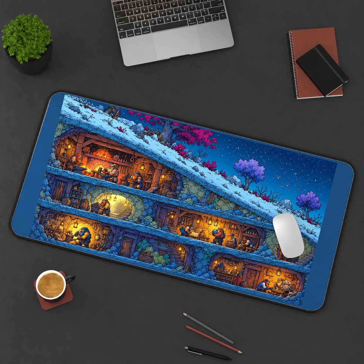 Snowy Mountain Workshop Cutaway desk mat — product mockup 3