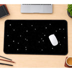 White Pixel Stars on Black desk mat — product mockup 1