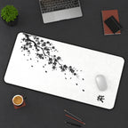 Black Sakura Branch on White desk mat — product mockup 3