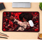Samurai Woman with an Afro desk mat — product mockup 1