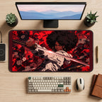 Samurai Woman with an Afro desk mat — product mockup 2
