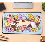 Siamese Cat among Spring Doodles desk mat — product mockup 1
