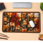 Autumn Trees through Windowpanes desk mat — product mockup 1