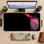 Red Lit Anime Portrait desk mat — product mockup 2