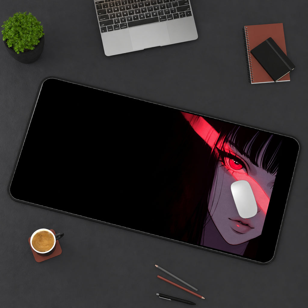 Red Lit Anime Portrait desk mat — product mockup 3