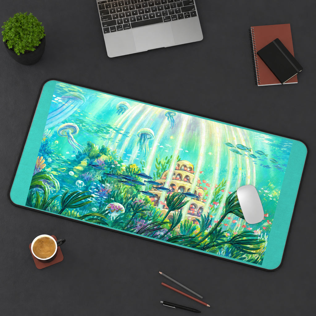 Underwater Garden and Ruins desk mat — product mockup 3