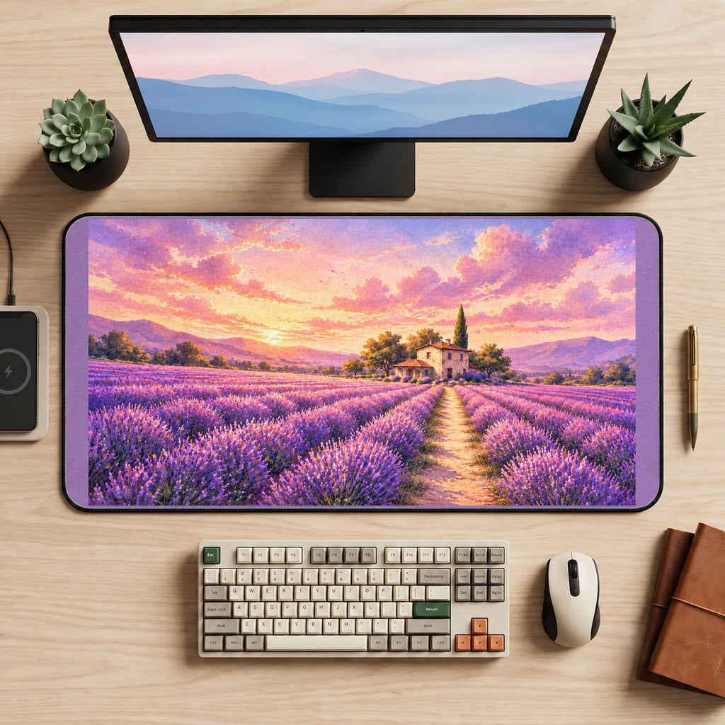 Lavender Rows at Sunrise desk mat — product mockup 2
