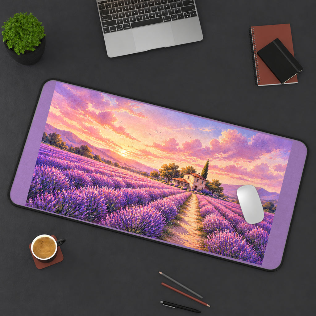 Lavender Rows at Sunrise desk mat — product mockup 3