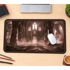 Ruined Cathedral in Rose Light desk mat — product mockup 1