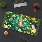 Otter in a Flower Filled Pond desk mat — product mockup 3