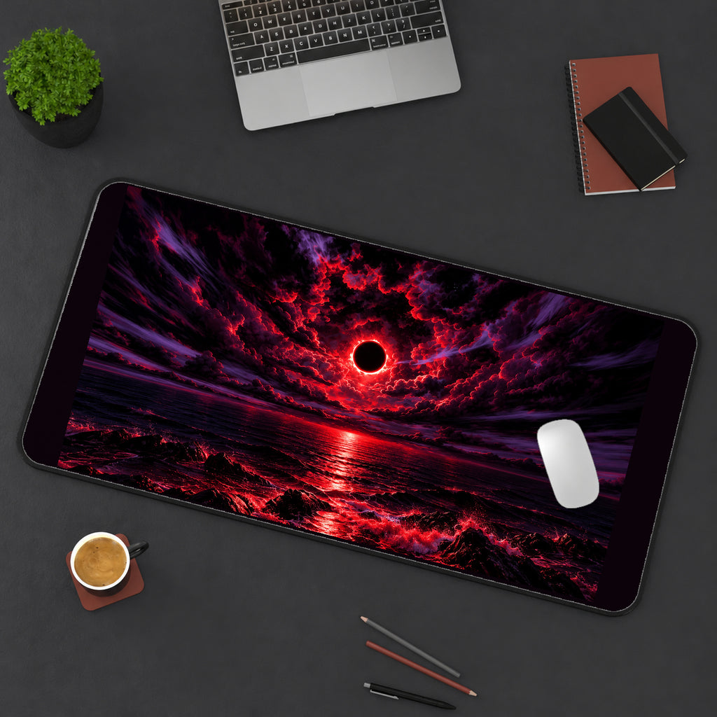 Crimson Eclipse over Dark Water desk mat — product mockup 3