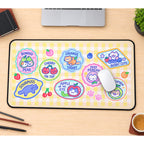 Fruit Cat Pun Stickers desk mat — product mockup 1