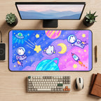 Astronaut Bunnies and Planets desk mat — product mockup 2