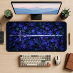Silver Sword among Purple Flowers desk mat — product mockup 2