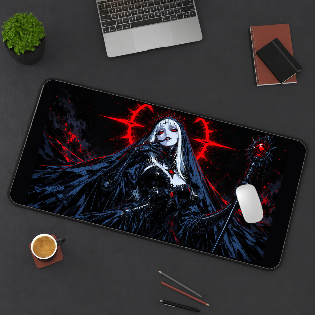 Dark Nun with a Scarlet Halo desk mat — product mockup 3