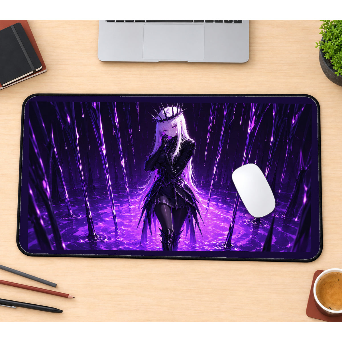 Purple Thorn Queen desk mat — product mockup 1
