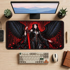 Black Winged Angel with a Sword desk mat — product mockup 2