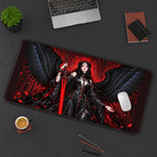 Black Winged Angel with a Sword desk mat — product mockup 3
