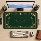 Moss Green Floral Border desk mat — product mockup 2
