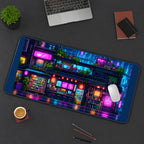 Neon Ramen Shop at Night desk mat — product mockup 3