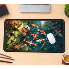 Koi Fish among Pond Flowers desk mat — product mockup 1