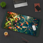 Koi Fish among Pond Flowers desk mat — product mockup 3