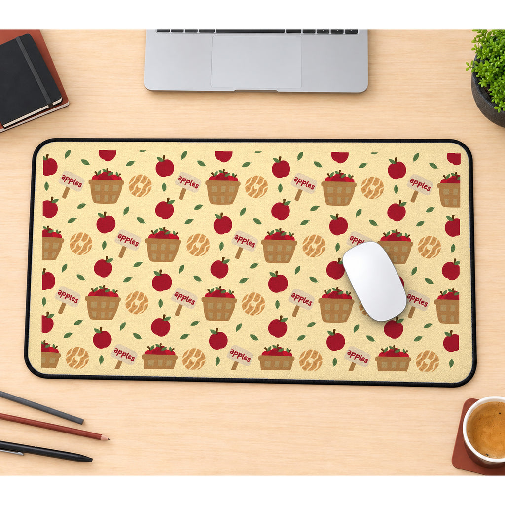 Apple Baskets and Orchard Leaves desk mat — product mockup 1