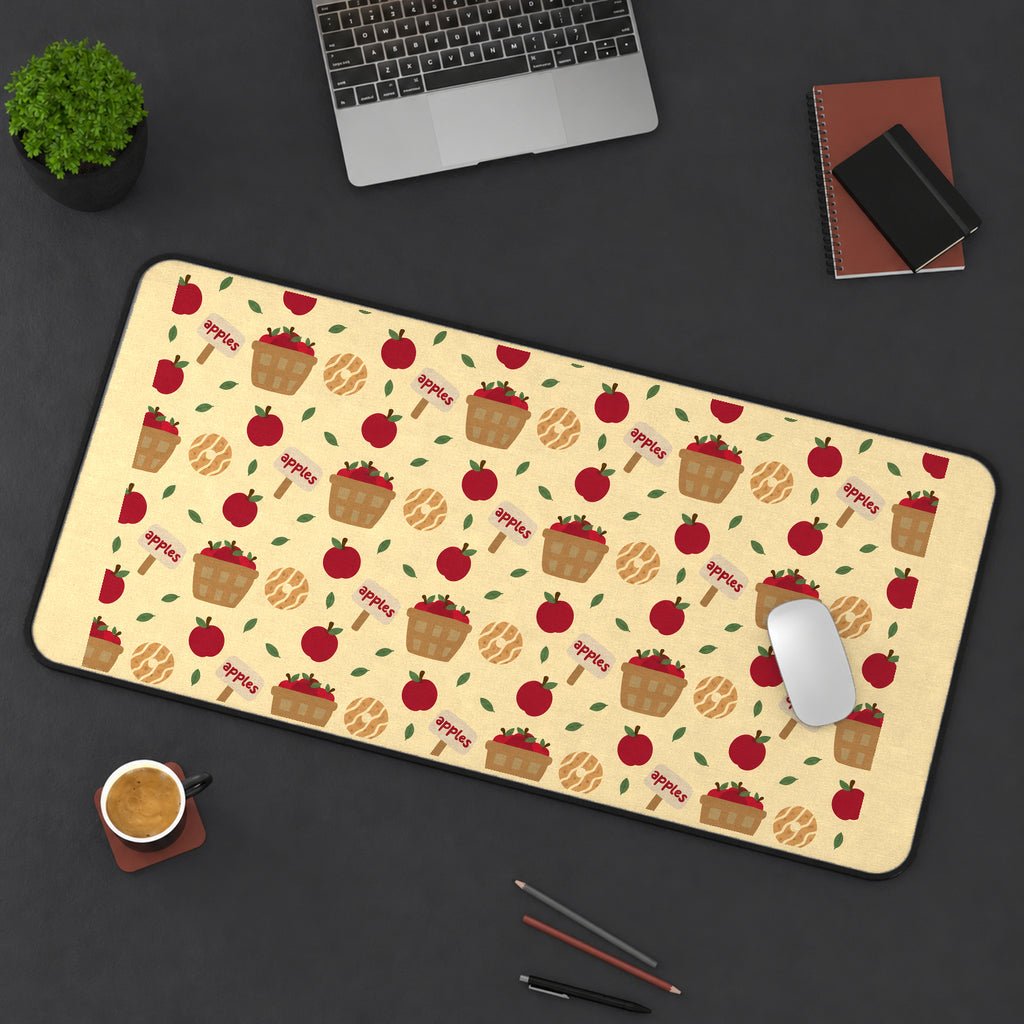 Apple Baskets and Orchard Leaves desk mat — product mockup 3