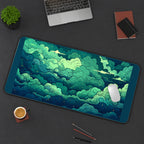 Green Curled Cloud Banks desk mat — product mockup 3