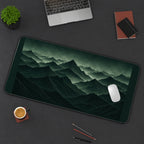 Layered Forest Green Mountain Peaks desk mat — product mockup 3