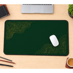 Green Field with Golden Contours desk mat — product mockup 1