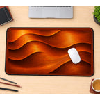Orange Flowing Contour Waves desk mat — product mockup 1
